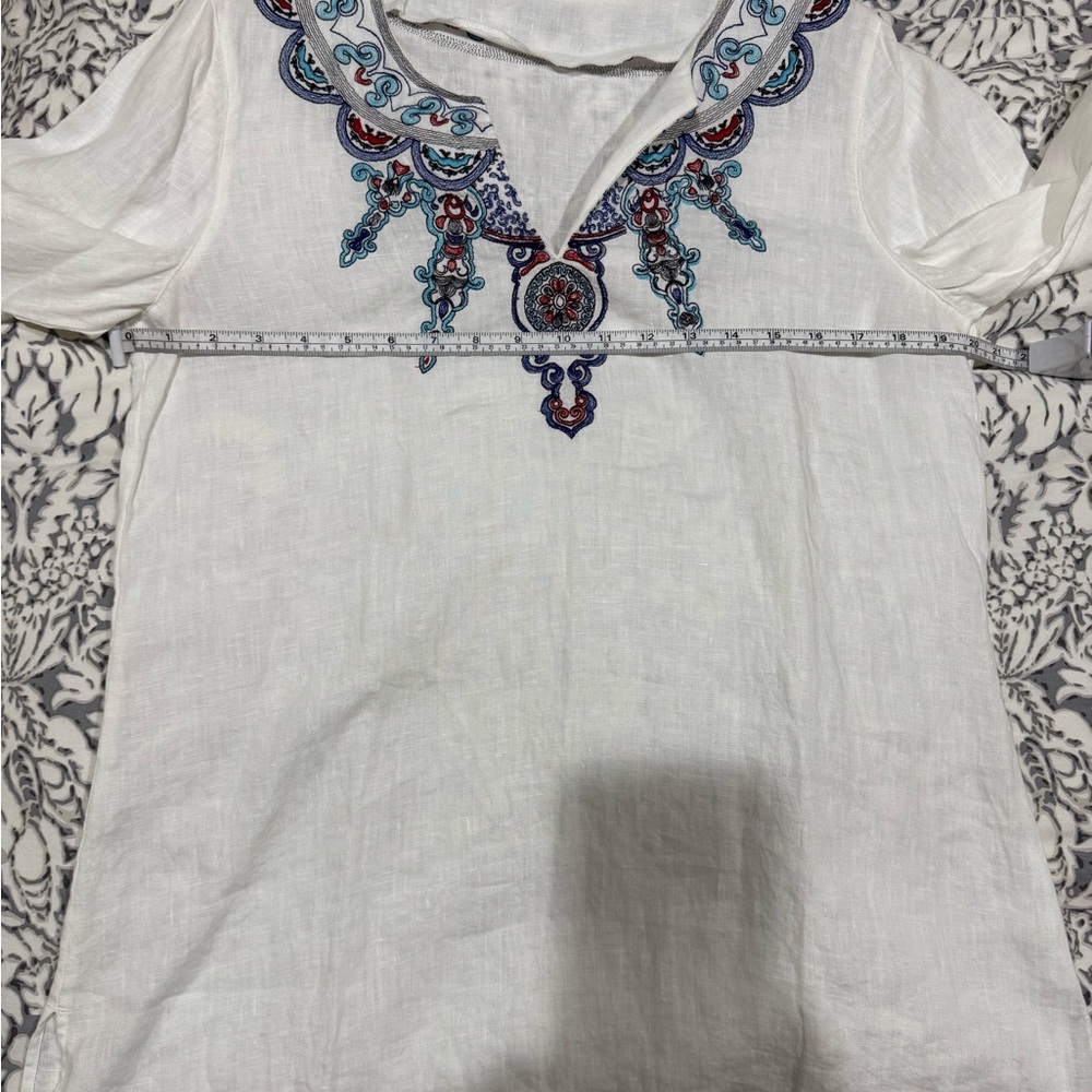 Vacation / cruise / Caribbean Island white linen top size Large - Picture 6 of 8